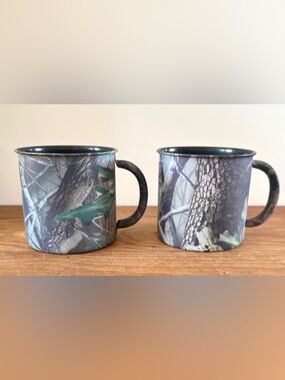 Realtree Soft-Touch Camo Metal Coffee Camping Mugs SET OF 2